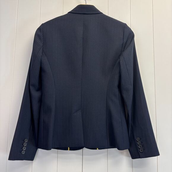 J Crew Blazer Women Pin Striped Preppy Academia Corpcore Wool Blazer Size 2 Chic - Picture 2 of 8